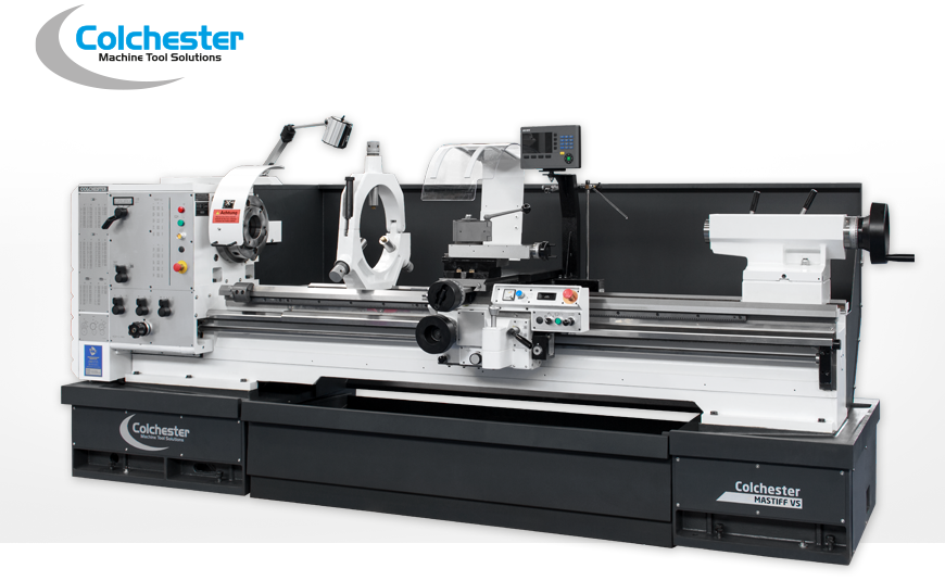 Präzisions-Drehmaschine COLCHESTER MASTIFF VS 1800 mit ACU-RITE Digitalanzeige und Spitzenweite 2.000 mm.