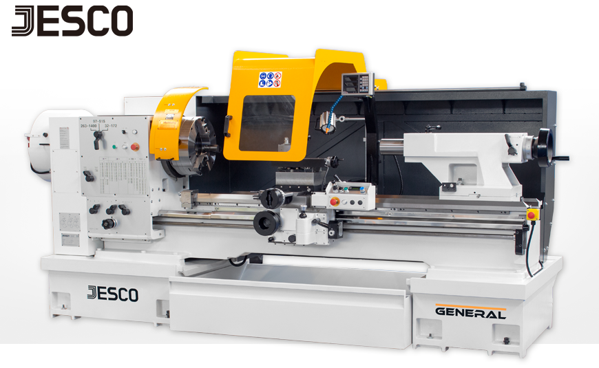 Präzisions-Drehmaschine JESSEY GENERAL 2660 VS mit großer Spindelbohrung und rückwärtiger Spindelnase.