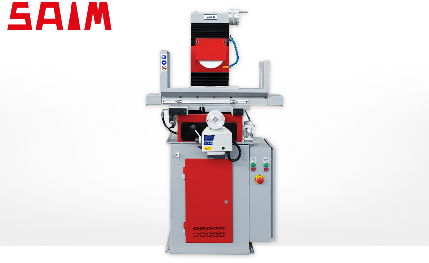 Präzisions-Flachschleifmaschine SAIM 220 H mit hydraulischem Längsvorschub und Quervorschub sowie stufenlos einstellbarem Hub.